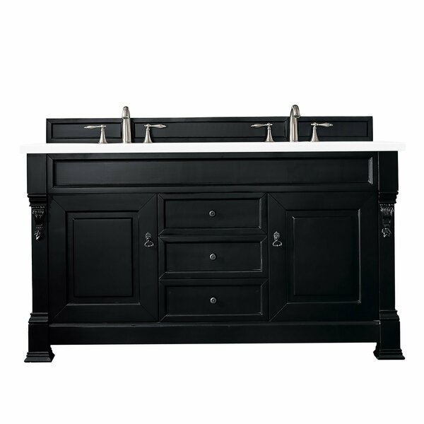 James Martin Vanities Brookfield 60in Double Vanity, Antique Black w/ 3 CM White Zeus Quartz Top 147-114-5631-3WZ